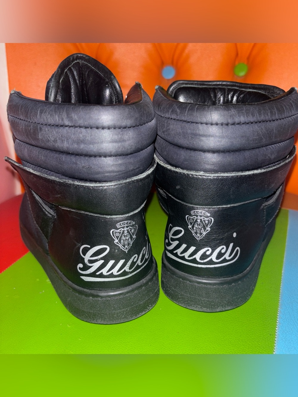 Men’s Gucci Hudson quilted high top sneakers, black size 7G - Picture 4 of 5